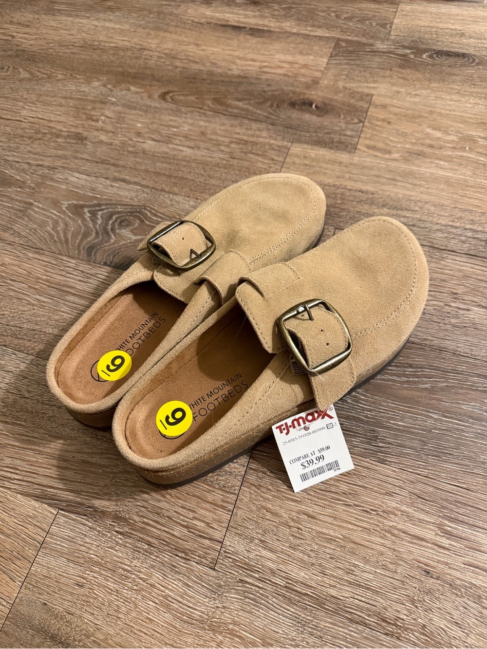White Mountain Kids Tan Suede Buckle Slip-On Clogs